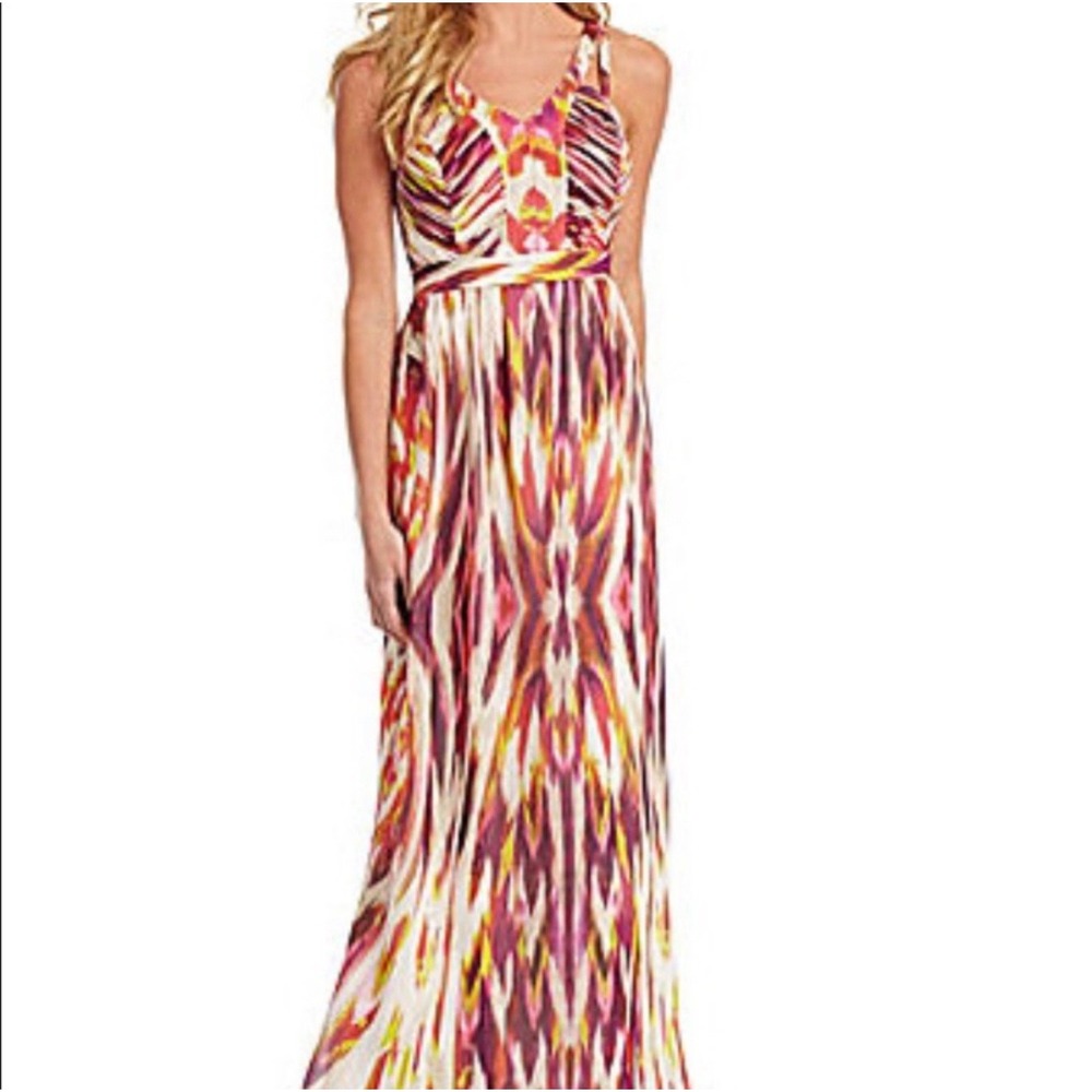 Antonio Melani Dress Sleeveless Maxi Chiffon Pink Purple Yellow Sz 8
